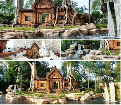 西安站-西安景觀金屬雕塑設計_水泥雕塑_仿木欄桿_水泥塑石假山_仿真假樹人造溶洞_人工塑石-匠志景觀